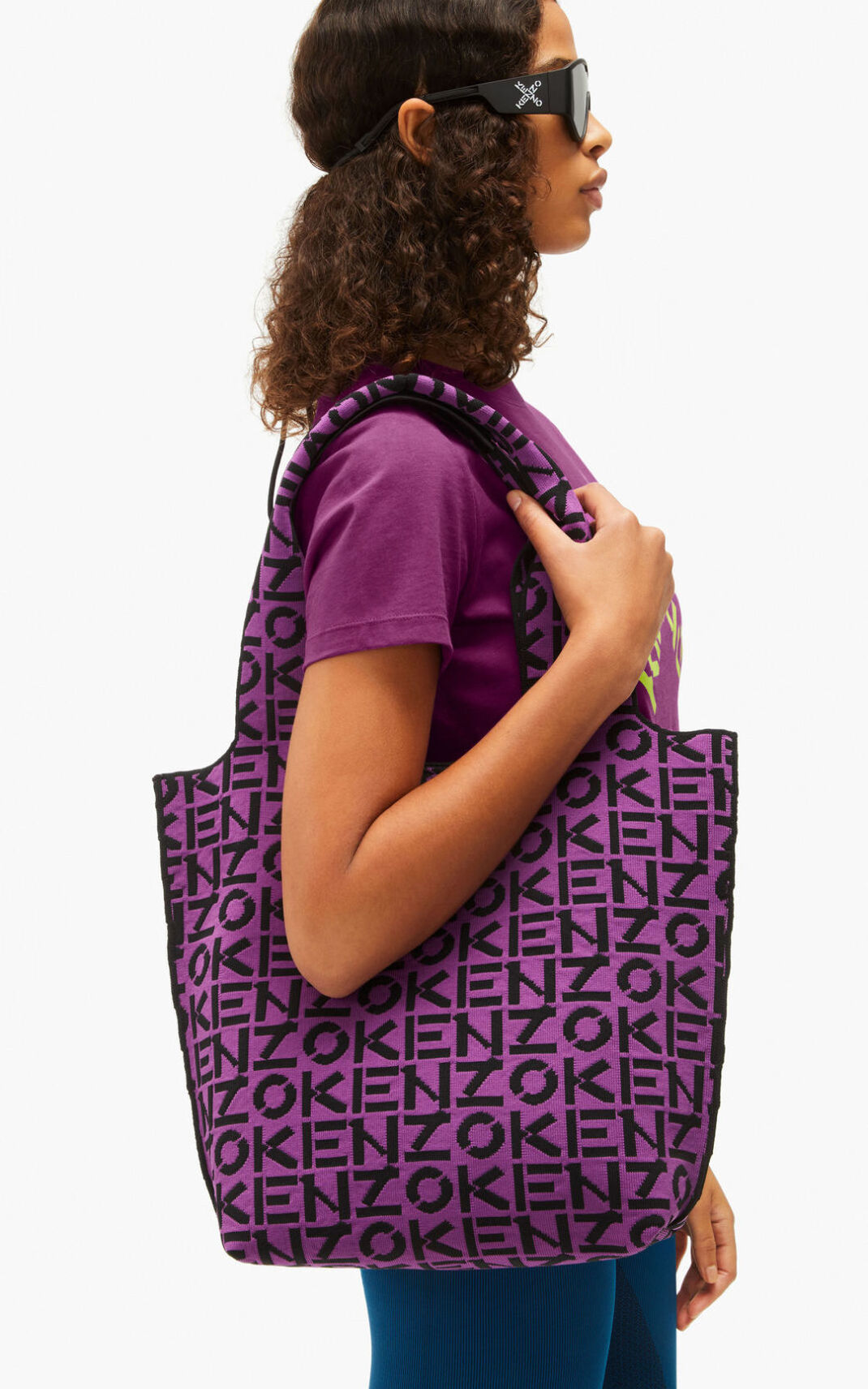 Kenzo Skuba small monogram Tote Bag Purple For Womens 4860FUJWC